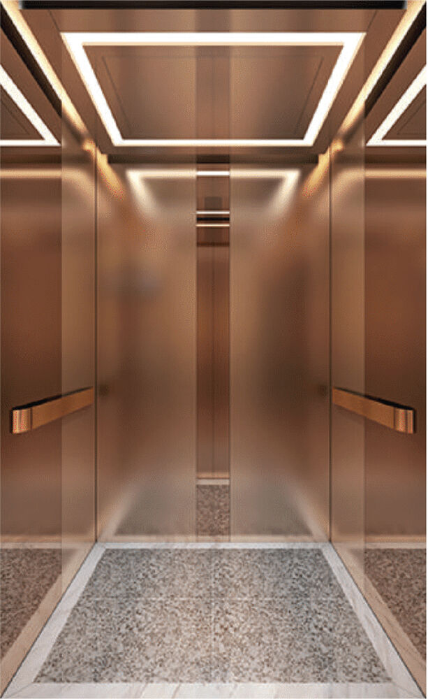 Mẫu cabin HPE 18: inox sọc nhuyễn màu đồng, inox gương màu đồng